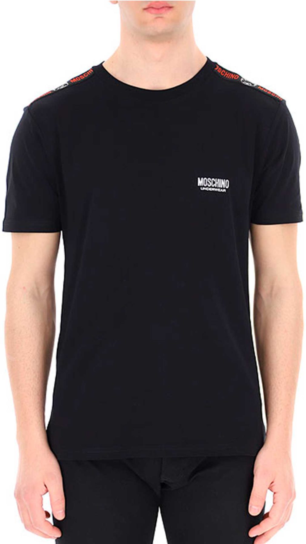Camiseta negra de Moschino con logotipo en el pecho