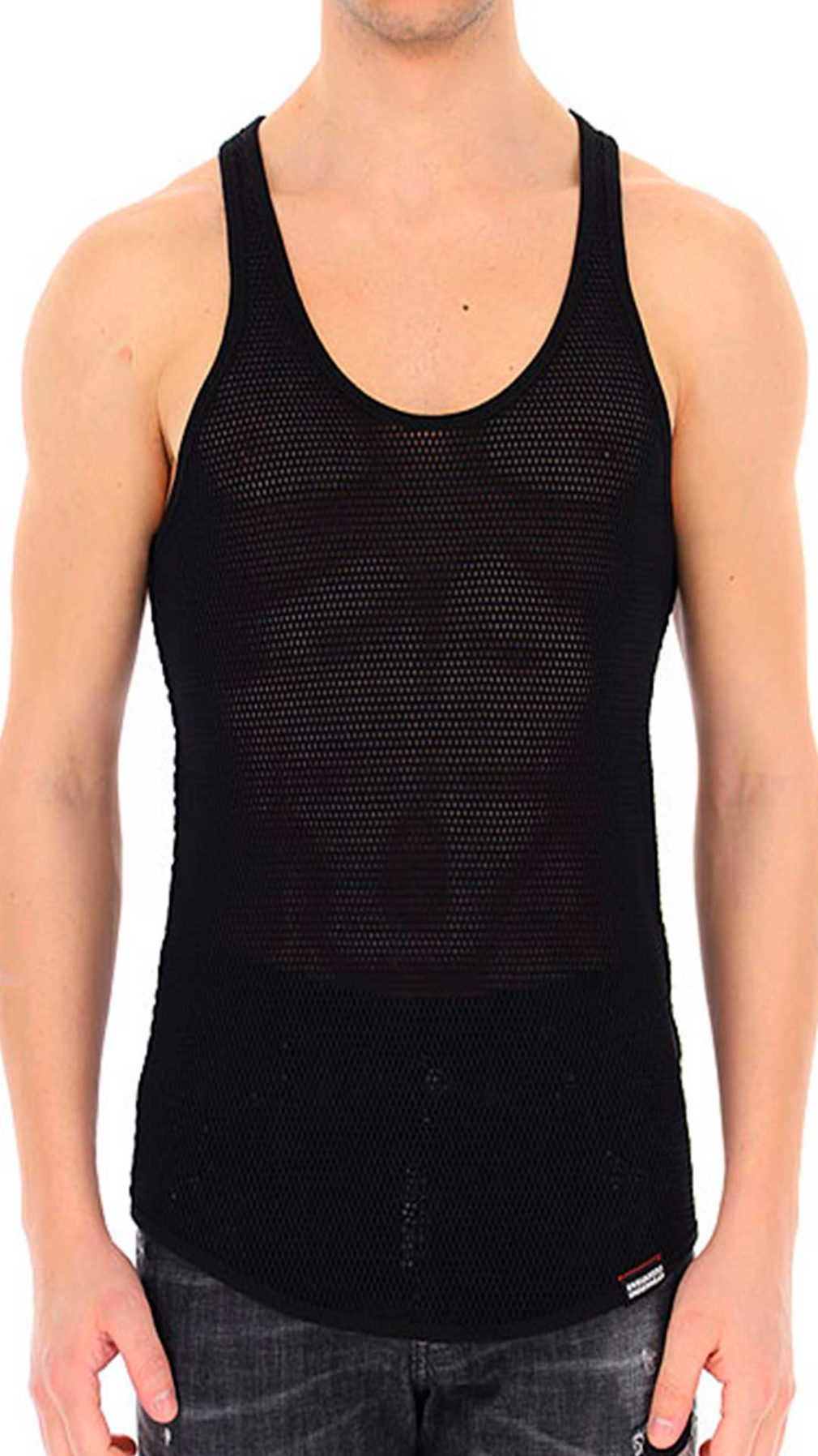 Camiseta Dsquared2 de rejilla con logotipo en etiqueta de la parte parte trasera