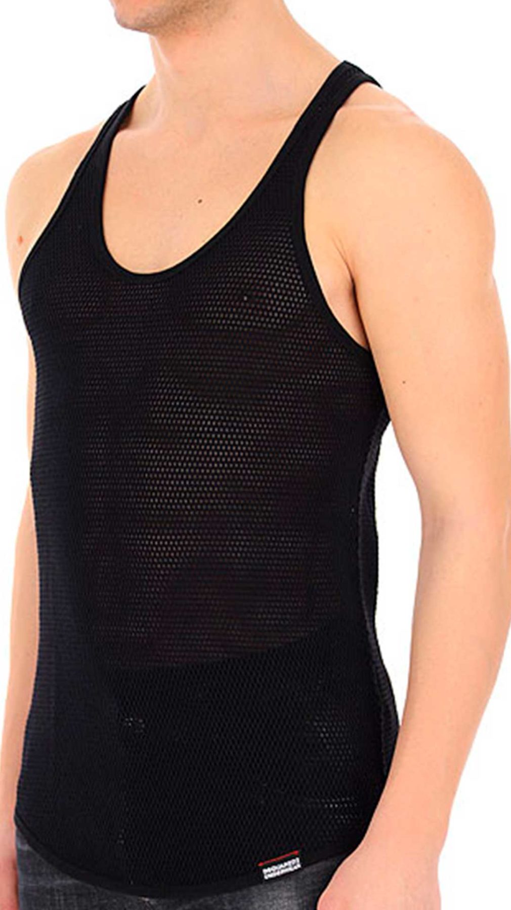 Camiseta Dsquared2 de rejilla con logotipo en etiqueta de la parte parte trasera