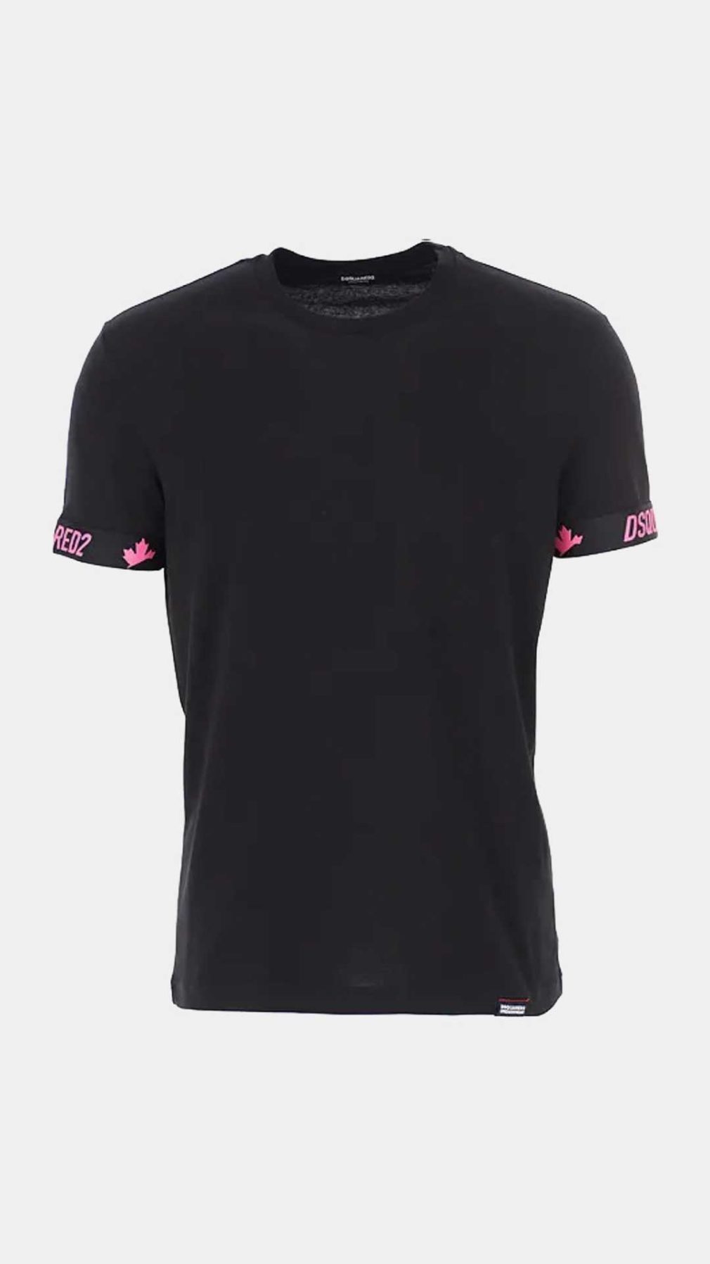 Camiseta negra Dsquared2 con logotipo en color rosa