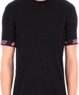 Camiseta negra Dsquared2 con logotipo en color rosa