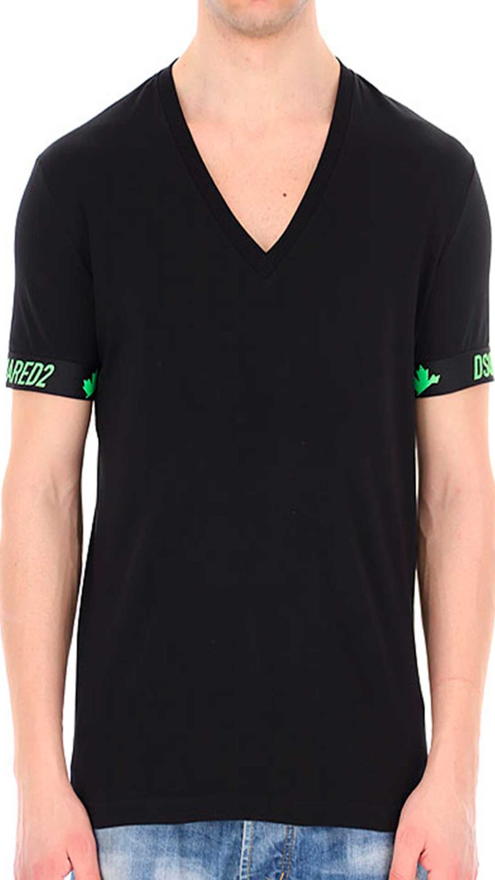 Camiseta Dsquared2 con logotipo en color verde cuello pico
