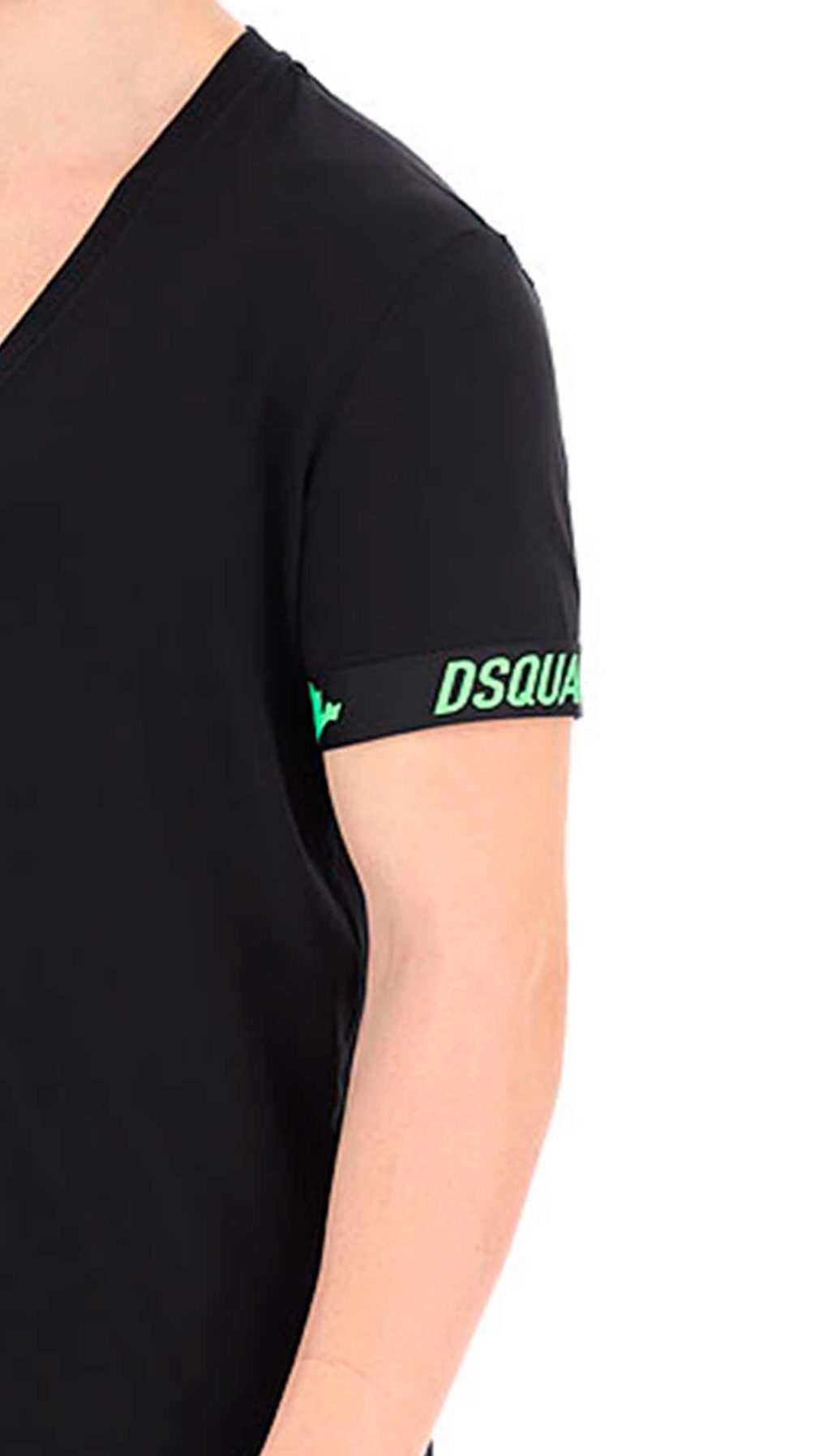 Camiseta Dsquared2 con logotipo en color verde cuello pico
