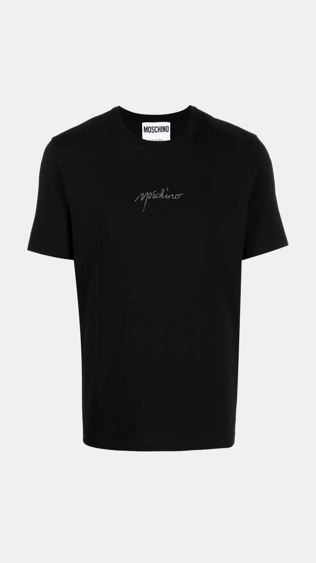 Camiseta Moschino con logo de strass