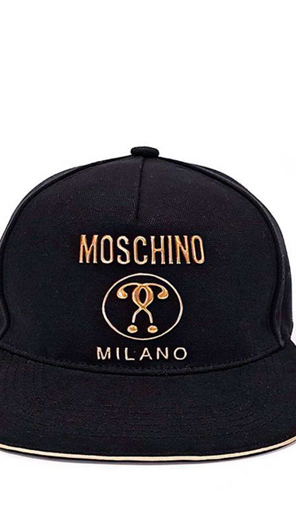 Gorra Moschino Double Question Mark en relieve dorado