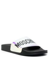 Chancla Moschino con logotipo en relieve en tira holograma