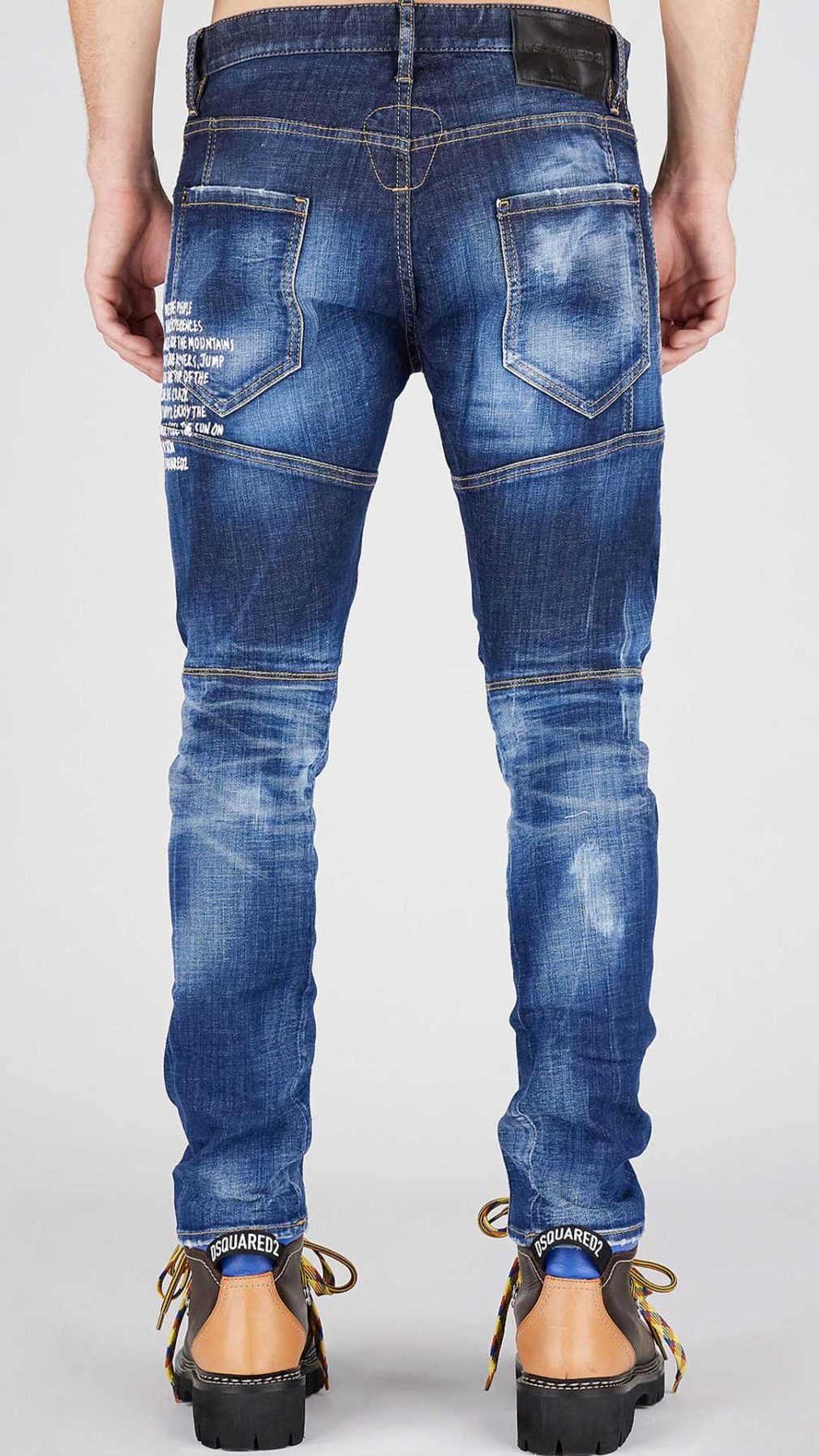 Jeans Tedy Biker Dsquared2 con texto en la parte izquierda de la pierna