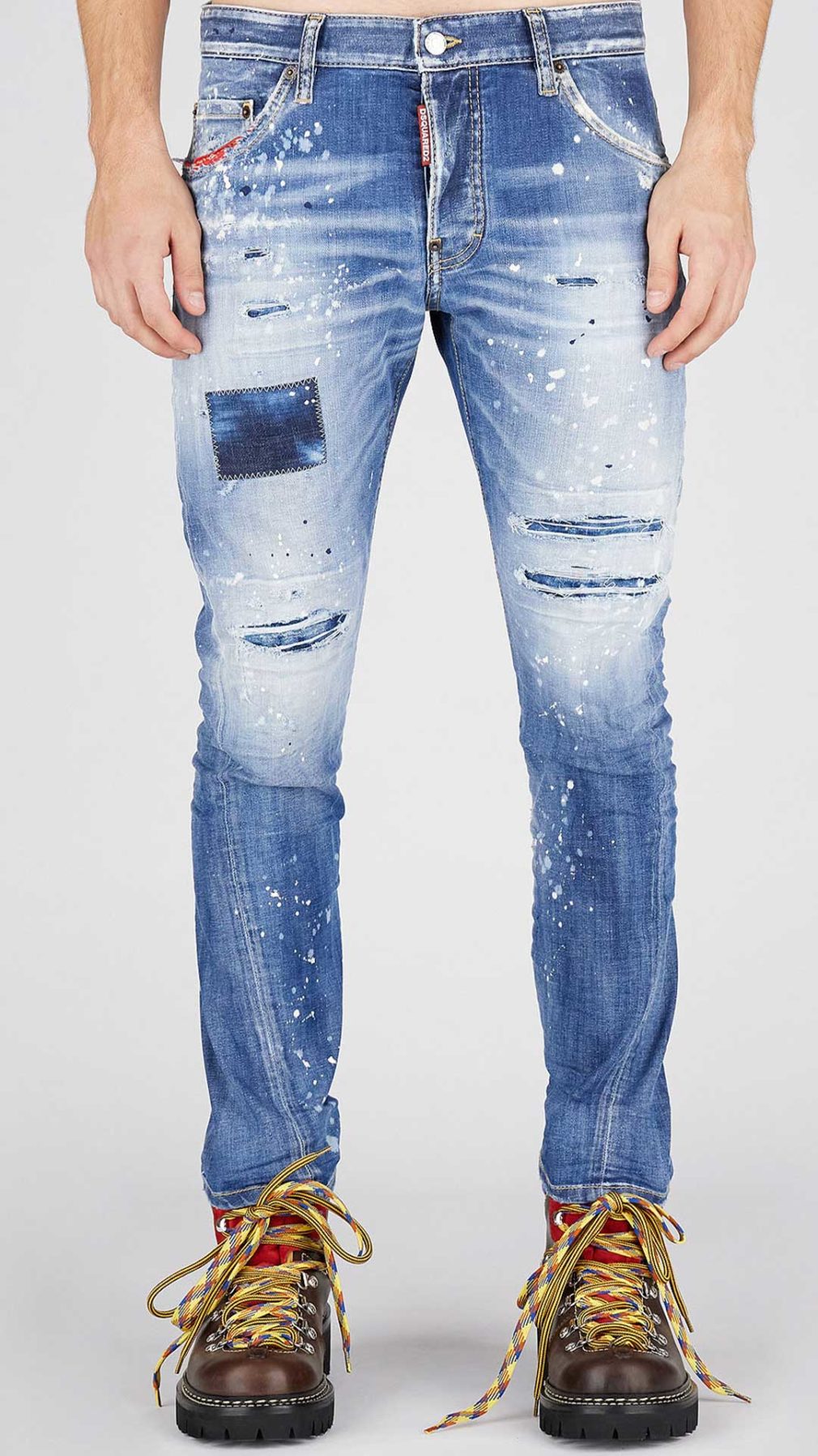 Jeans Sexy Twist Dsquared2 efecto envejecido con manchas de pintura