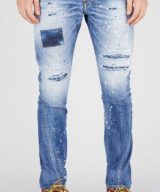 Jeans Sexy Twist Dsquared2 efecto envejecido con manchas de pintura