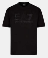 Camiseta EA7 Emporio Armani con logotipo relleno de cristalitos negros y engomado