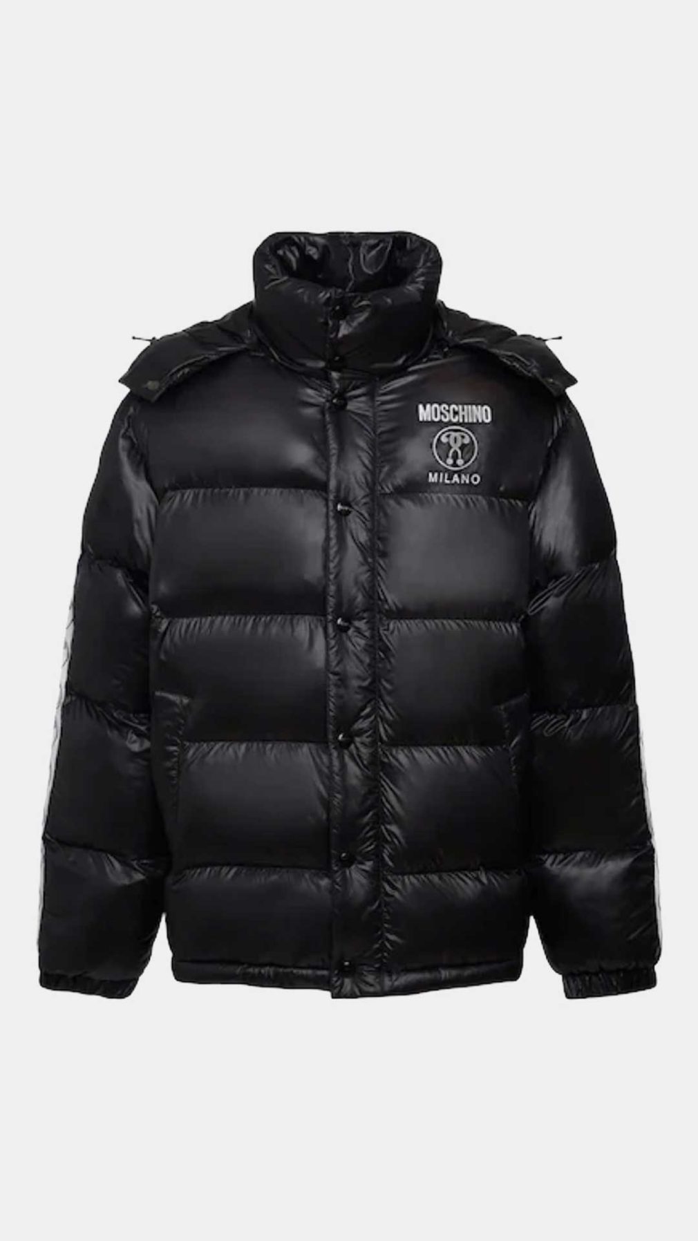 Chaqueta Moschino acolchada con bandas en mangas con logotipo