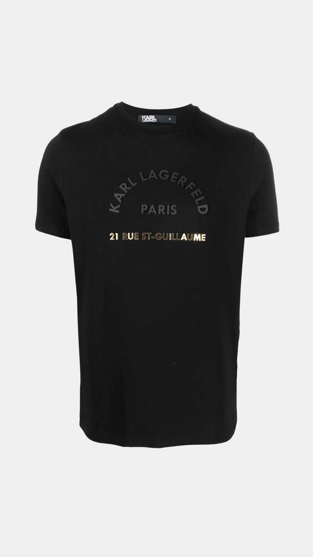 Camiseta Karl Lagerfeld con logotipo en negro y dorado
