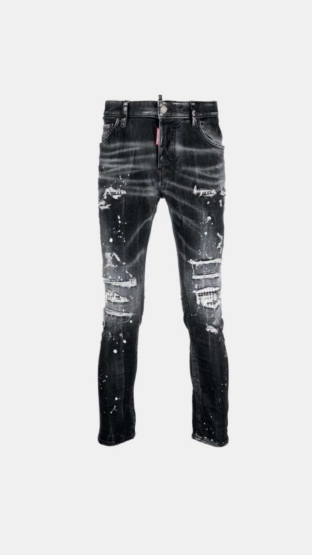 Jeans Super Twinky con salpicadura de pintura y cristales