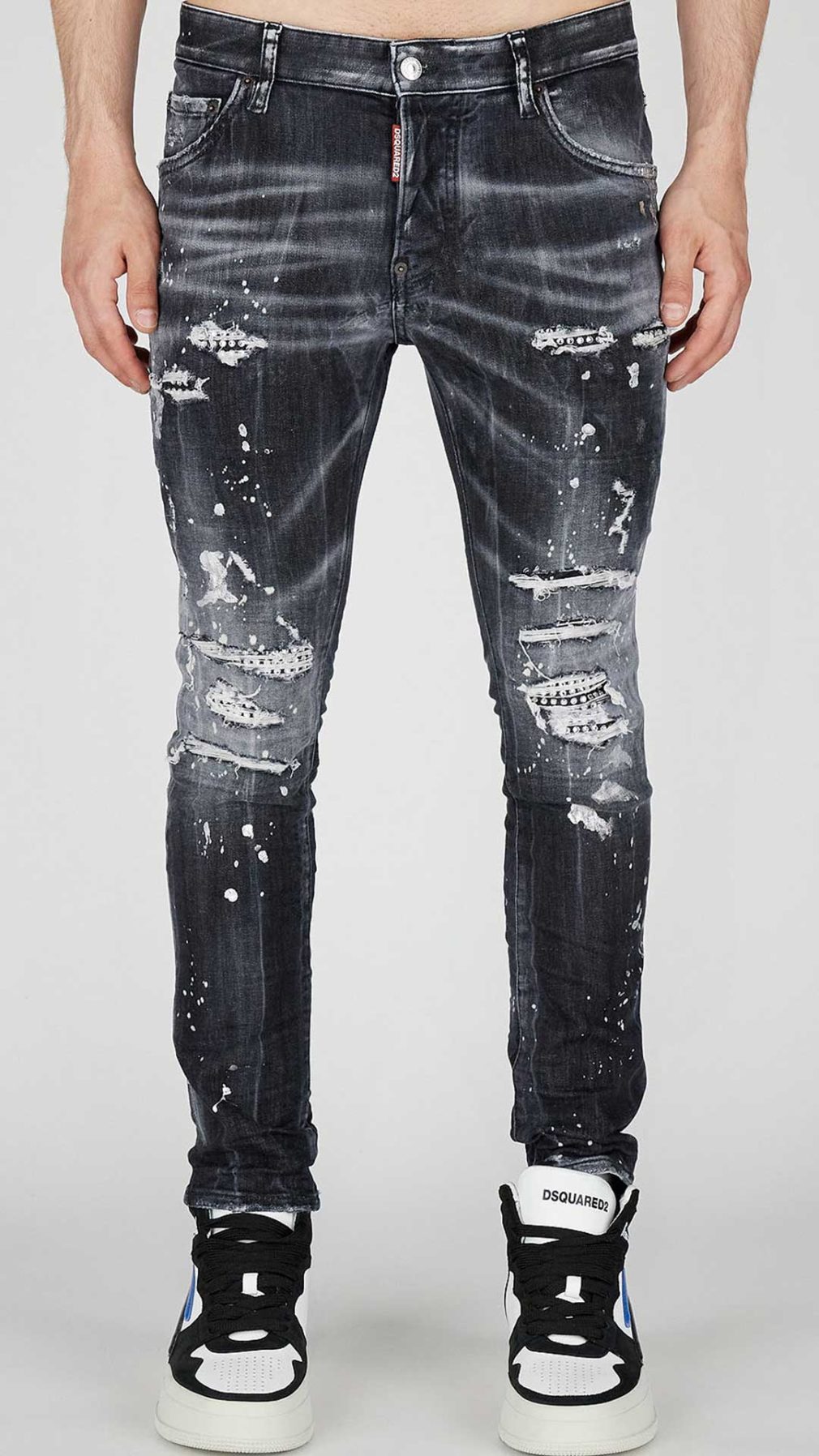 Jeans Super Twinky con salpicadura de pintura y cristales