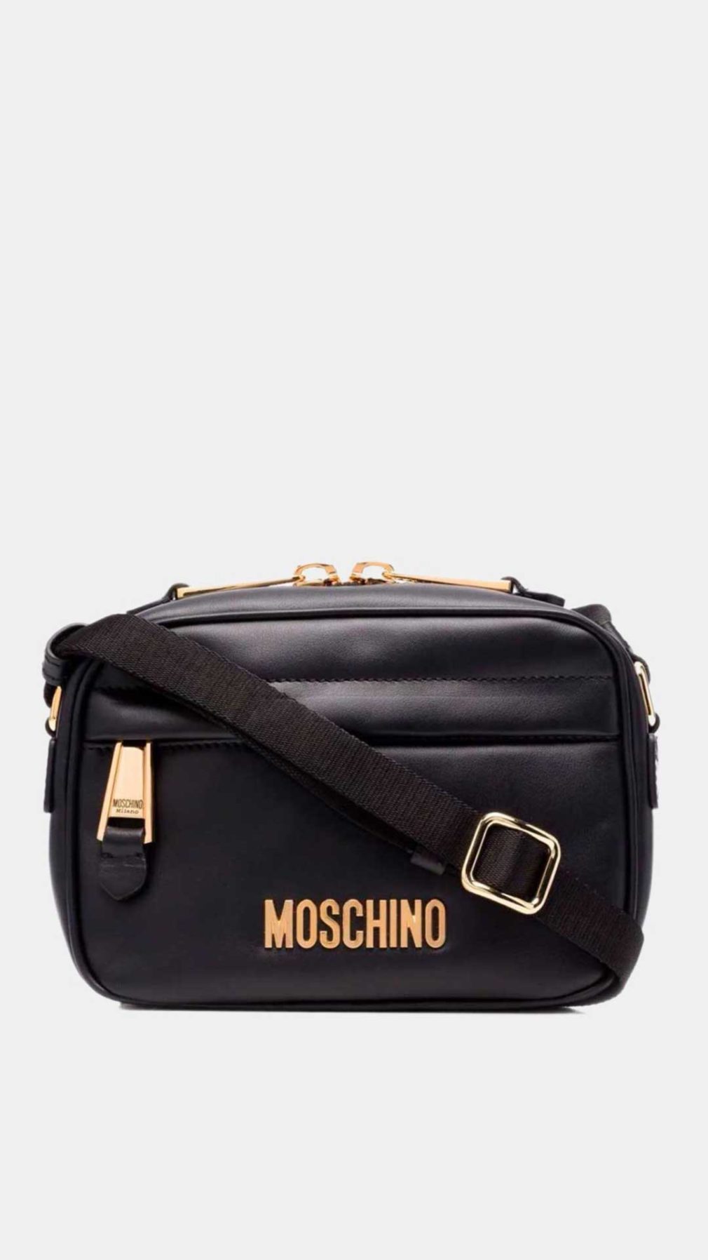 Bolso pequeño Moschino con logotipo en dorado