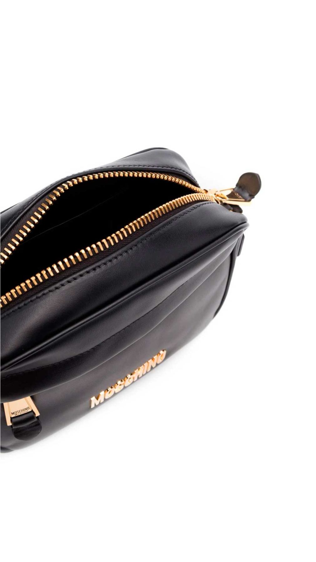 Bolso pequeño Moschino con logotipo en dorado