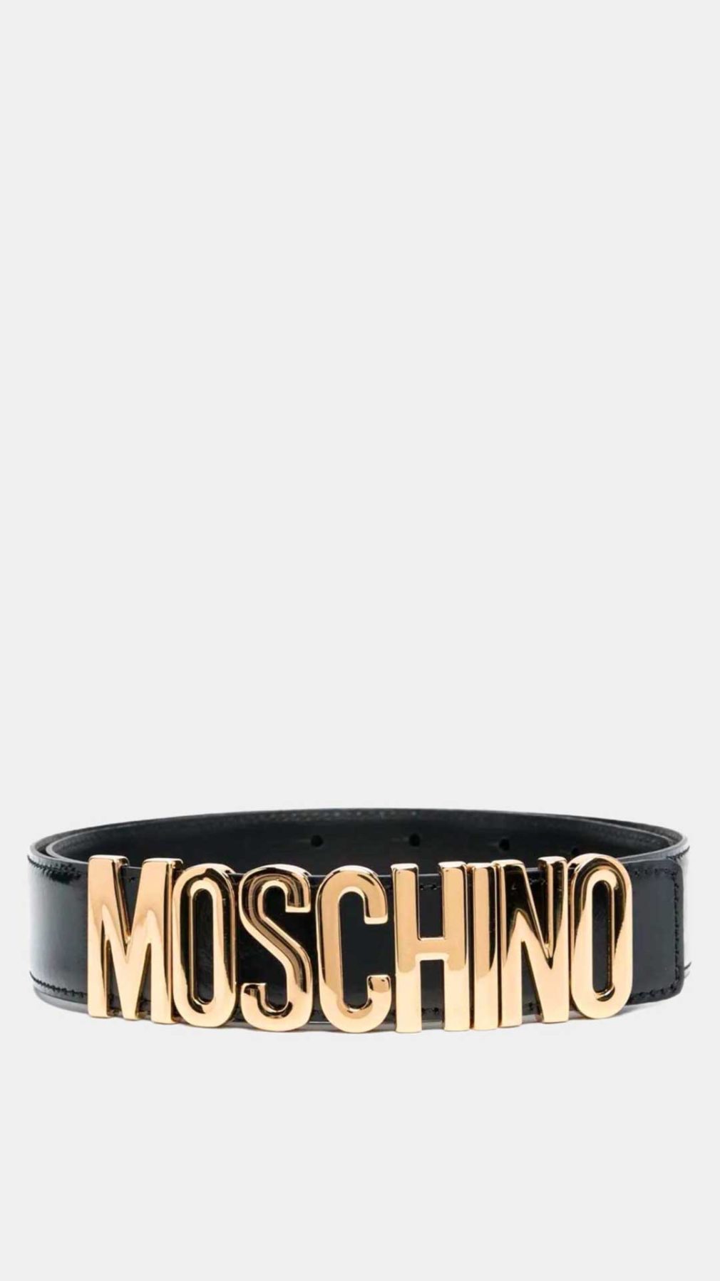 Cinturón Moschino logotipo dorado