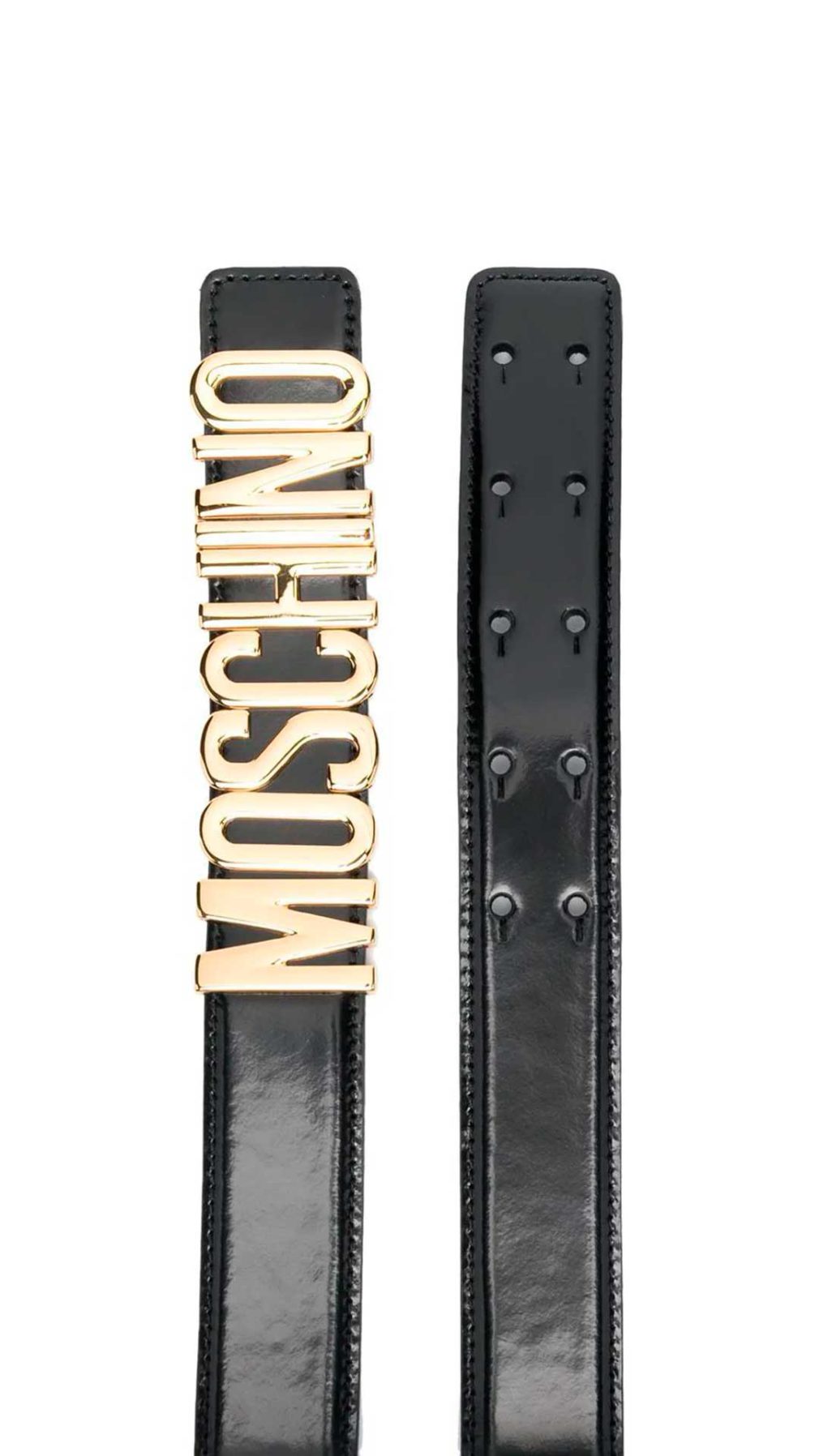 Cinturón Moschino logotipo dorado