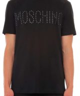 Camiseta Moschino con logo bordado y espejos