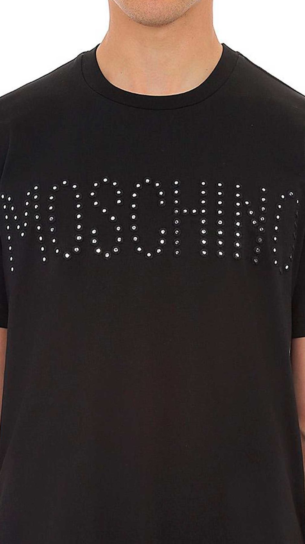 Camiseta Moschino con logo bordado y espejos