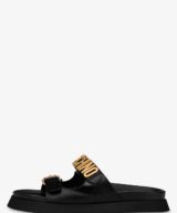 Sandalias Moschino de piel con logotipo en dorado
