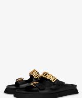 Sandalias Moschino de piel con logotipo en dorado