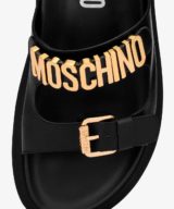 Sandalias Moschino de piel con logotipo en dorado