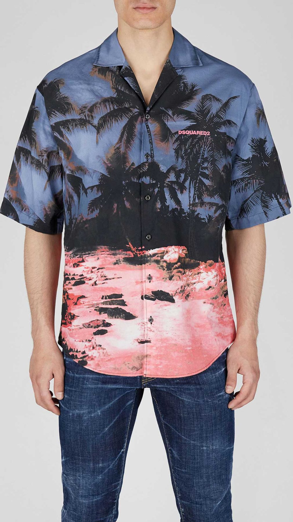Camisa Cuba Dsquared2 con estampado tropical