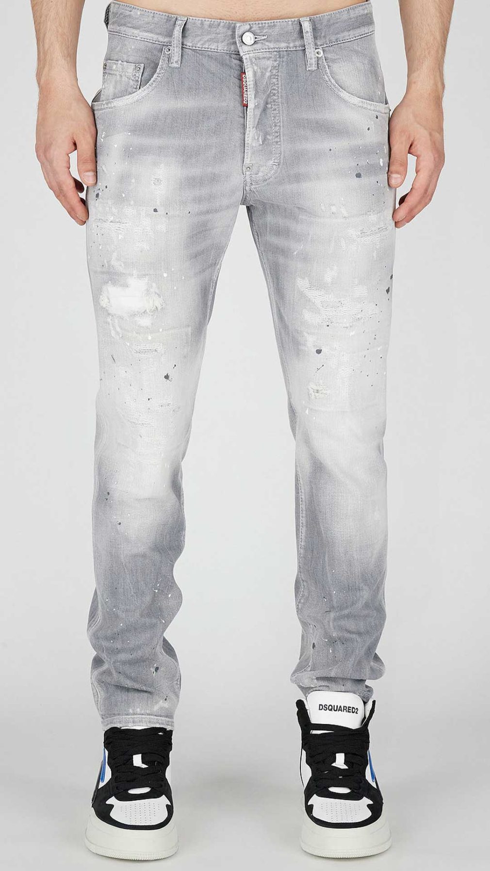 Jeans Skater Dsquared2 con salpicadura de pintura y cristal