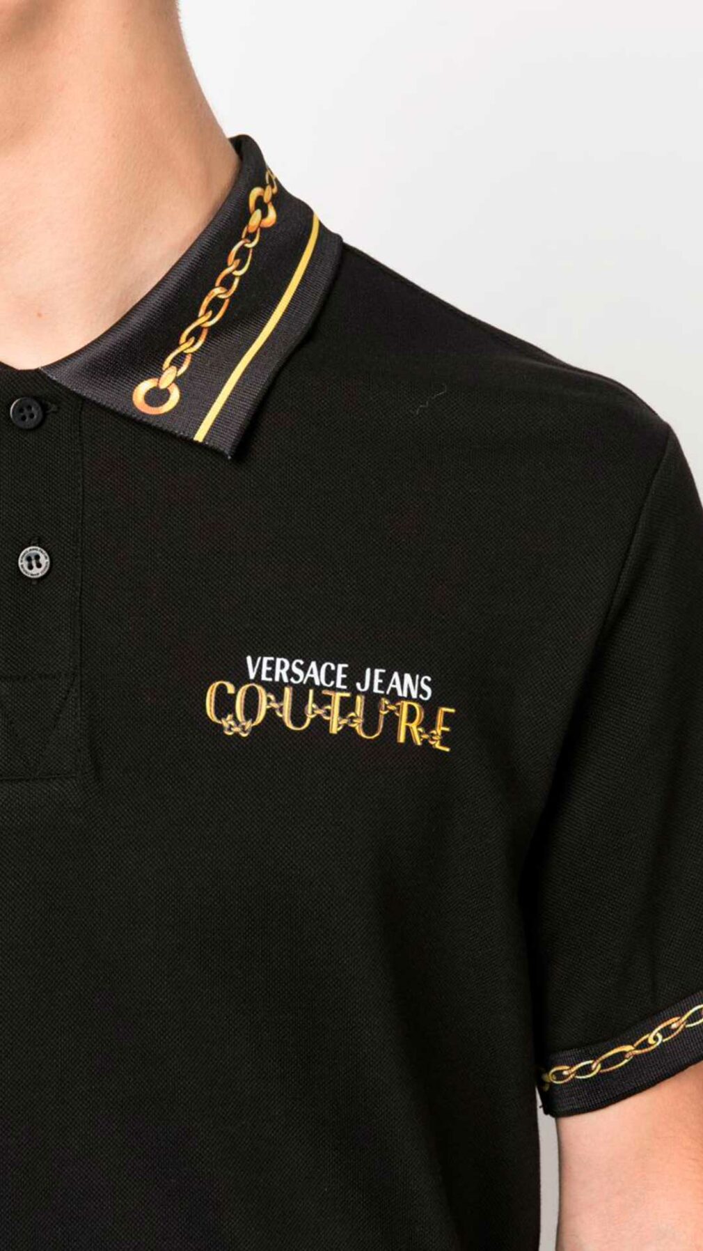 Polo con estampado de cadenas de Versace Jeans Couture