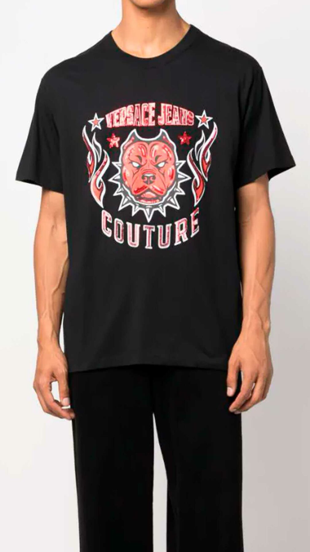 Camiseta con logo y detalles de lentejuelas de Versace Jeans Couture