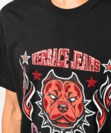 Camiseta con logo y detalles de lentejuelas de Versace Jeans Couture