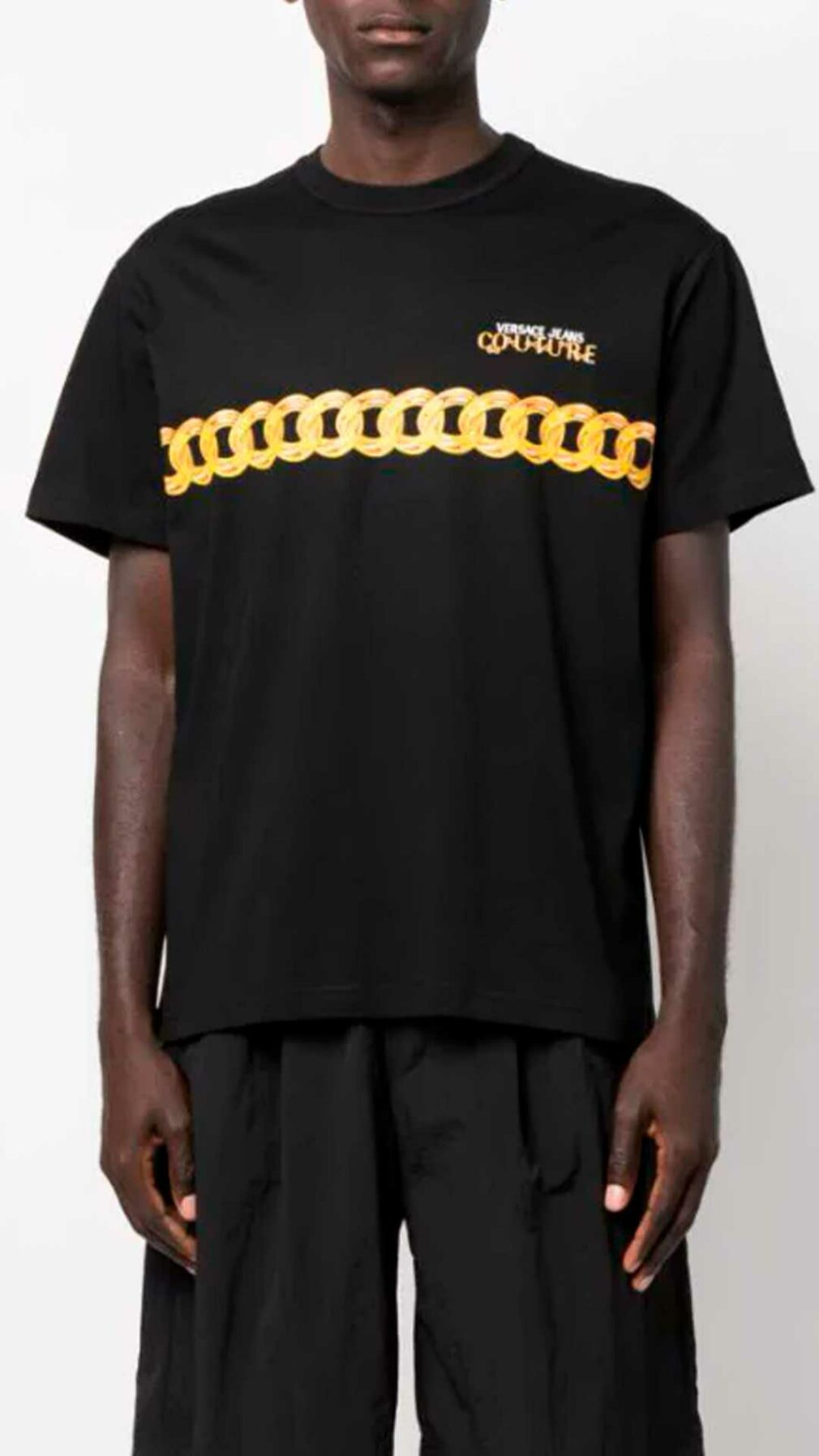Camiseta con estampado de cadena de Versace Jeans Couture