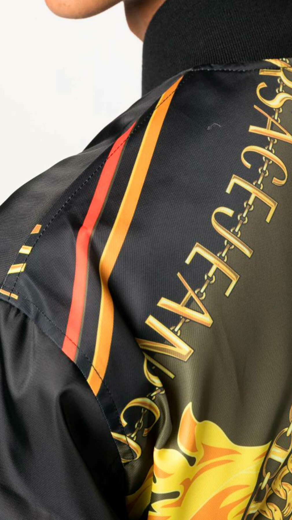 Chaqueta bomber con logotipo y estampado de Versace Jeans Couture