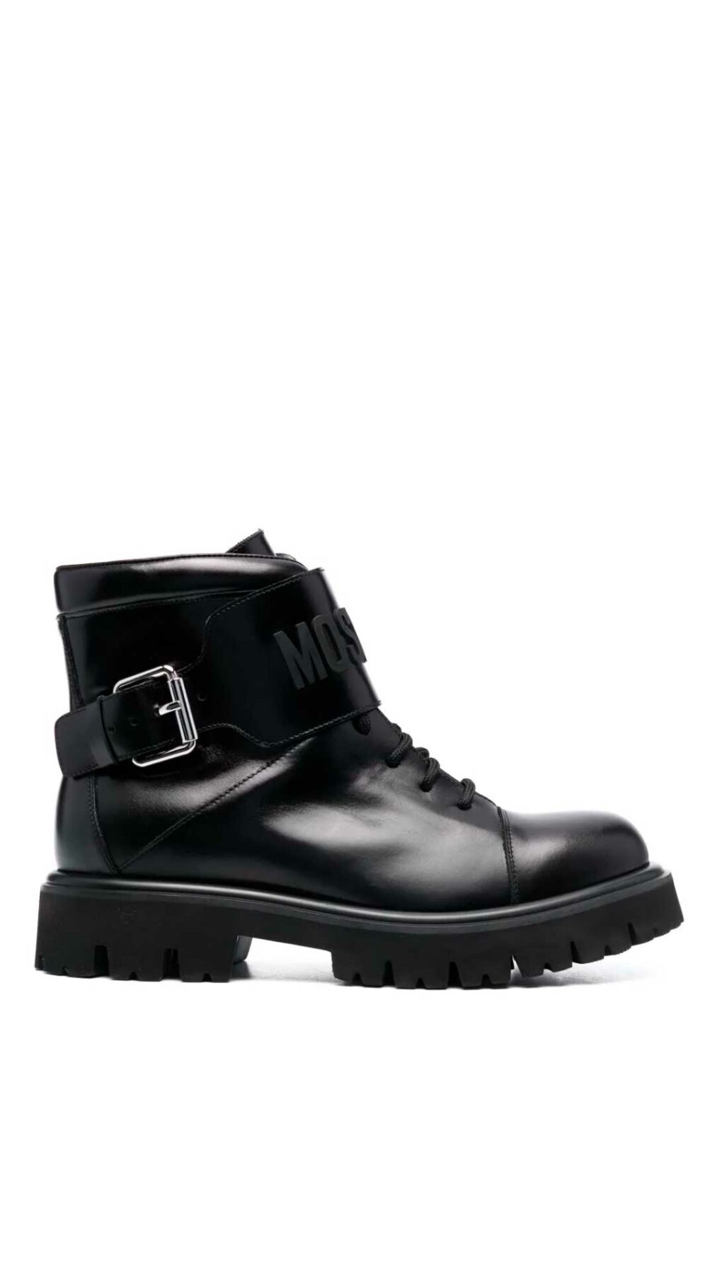 Botas de piel con logo en relieve de Moschino