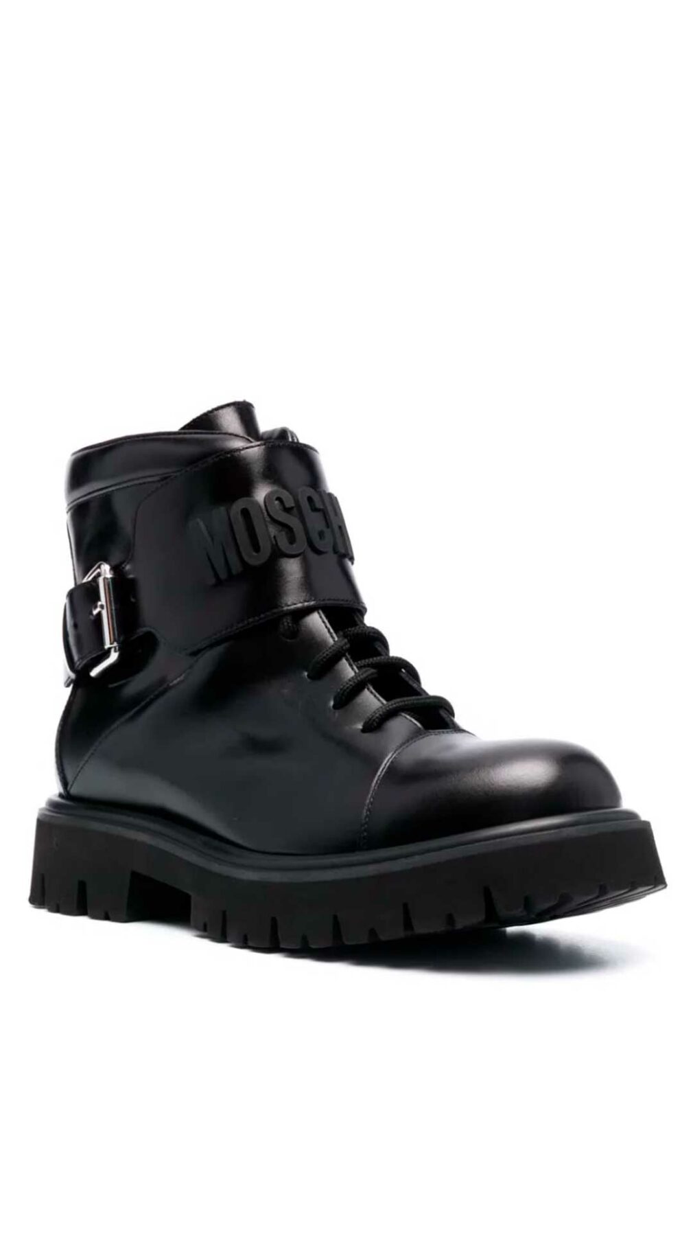 Botas de piel con logo en relieve de Moschino
