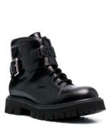 Botas de piel con logo en relieve de Moschino
