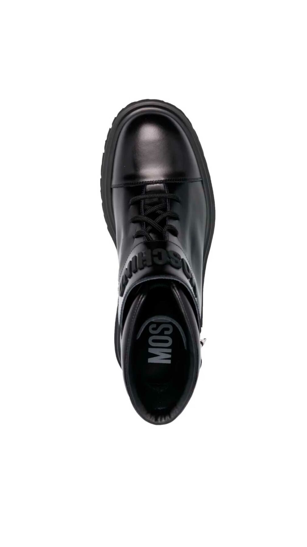 Botas de piel con logo en relieve de Moschino