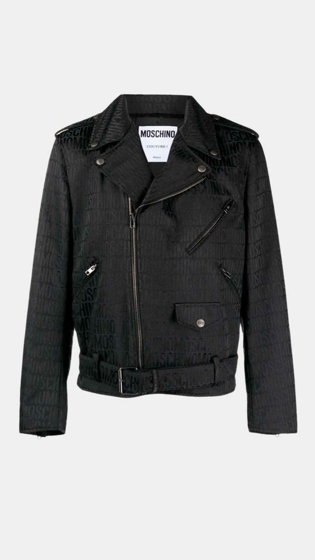 Chaqueta biker con logo en relieve Moschino