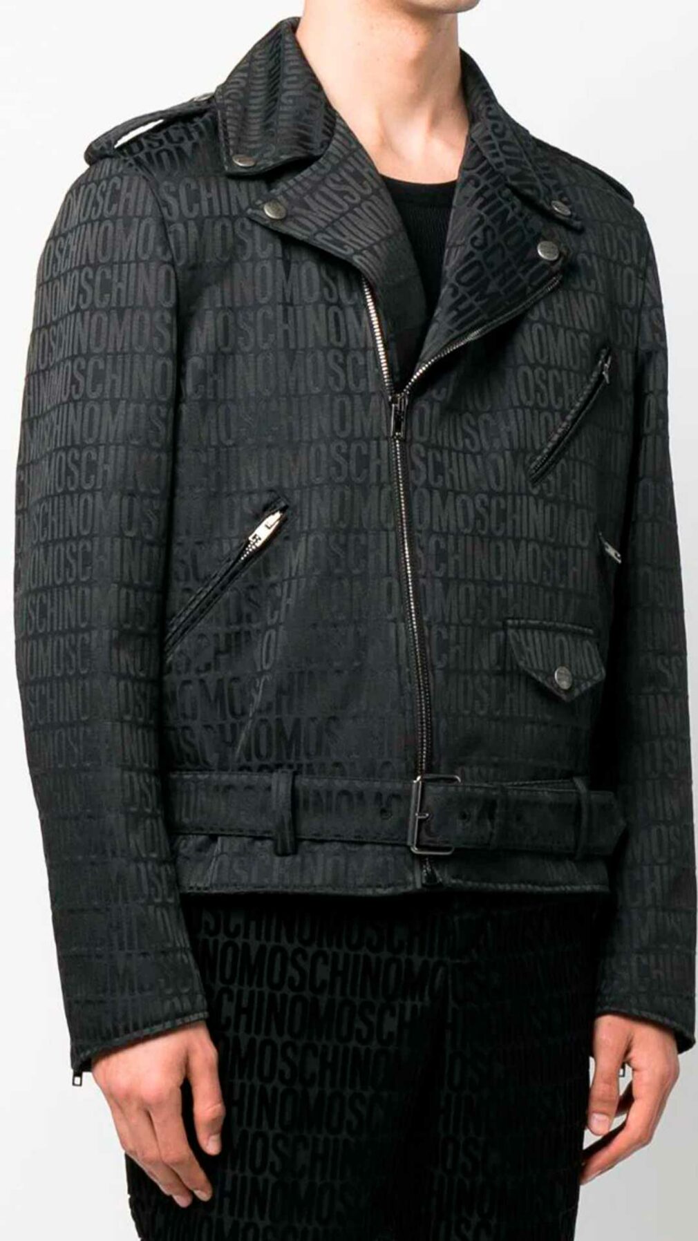 Chaqueta biker con logo en relieve Moschino