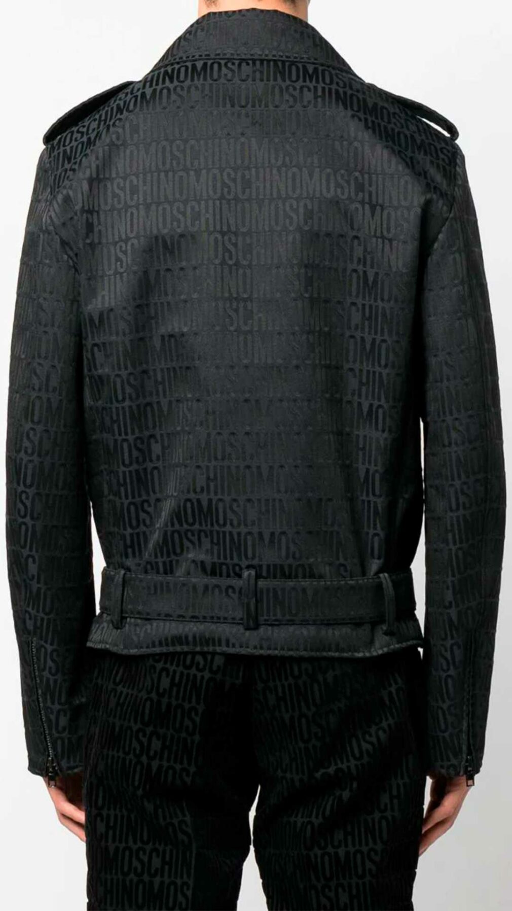 Chaqueta biker con logo en relieve Moschino