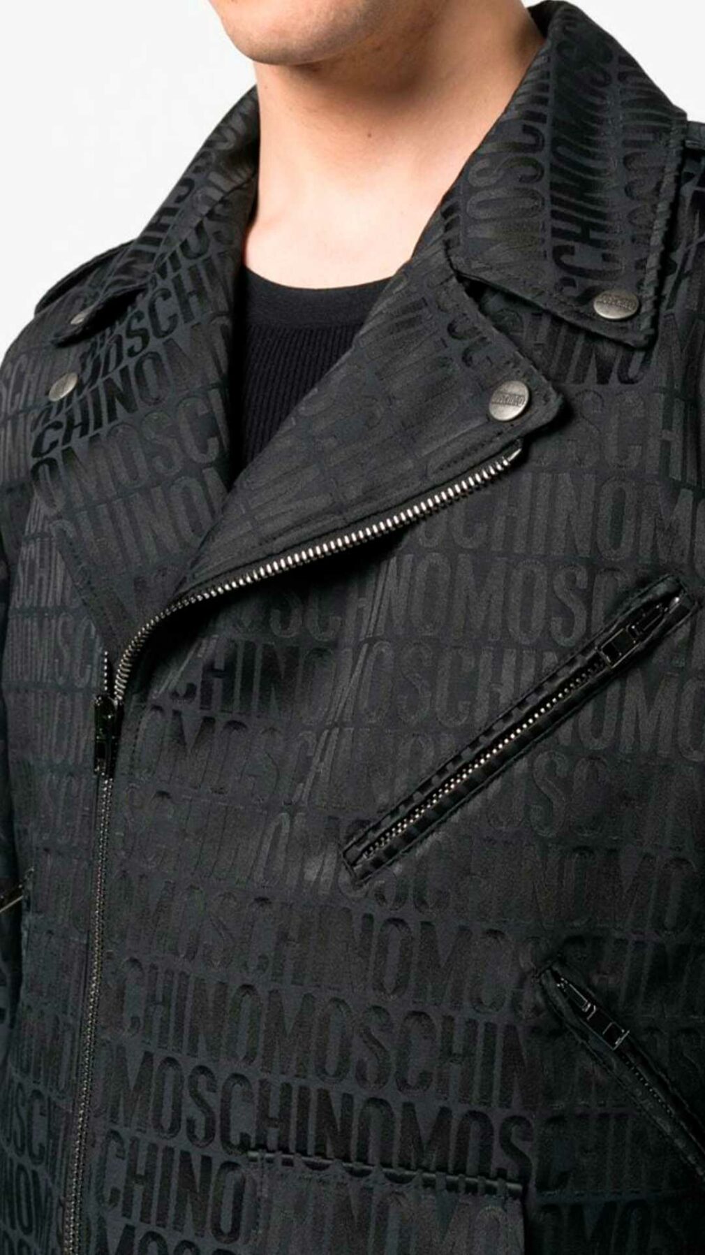 Chaqueta biker con logo en relieve Moschino