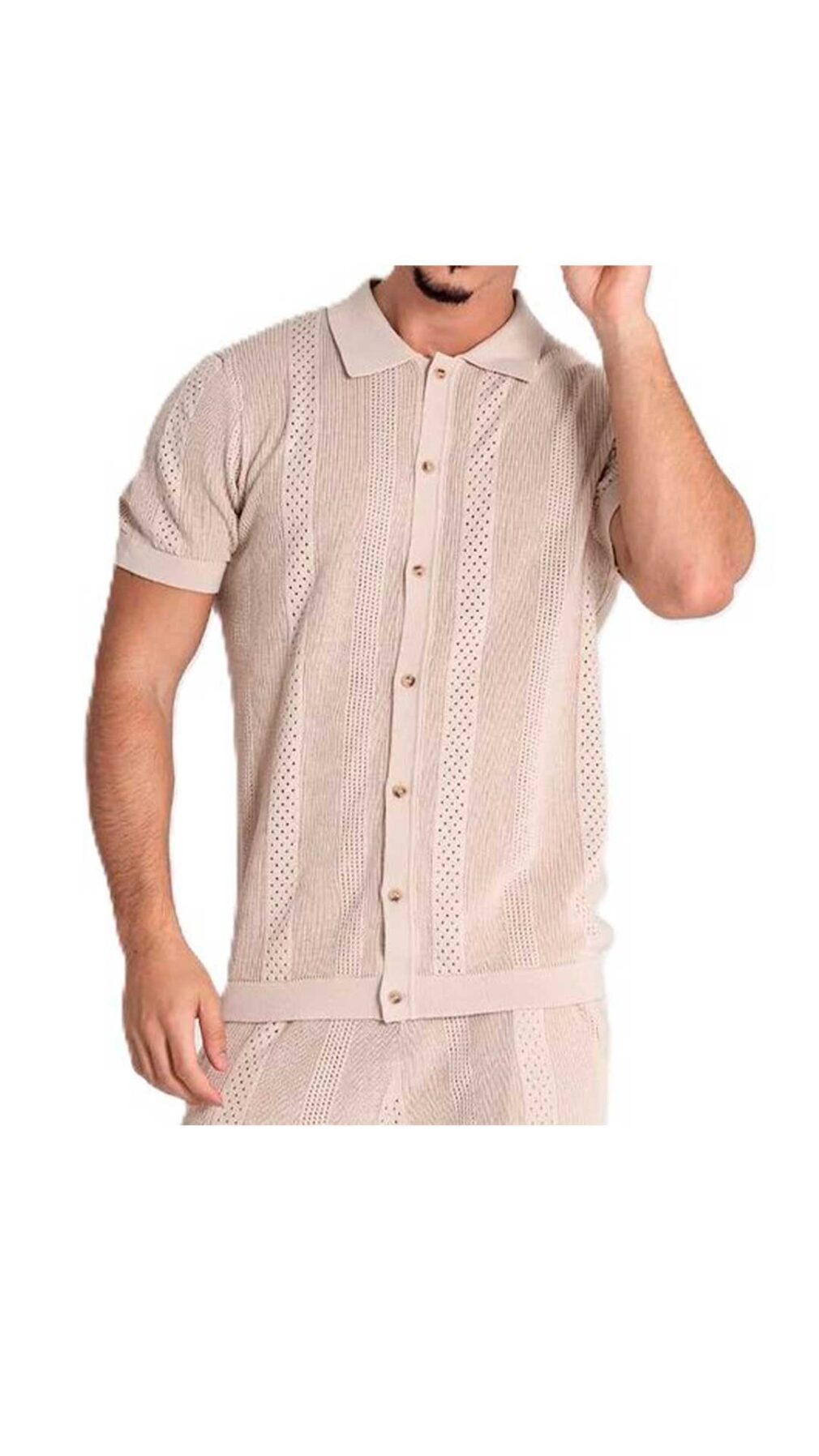 Camisa de punto calado de algodón