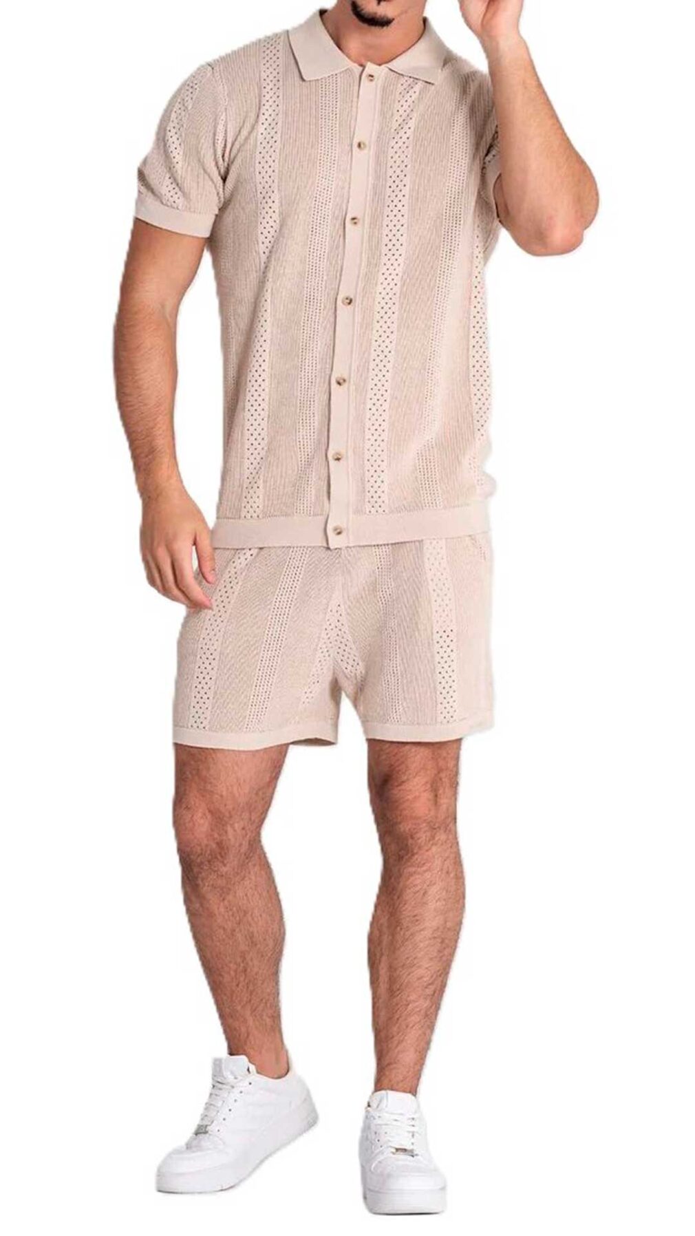 Camisa de punto calado de algodón