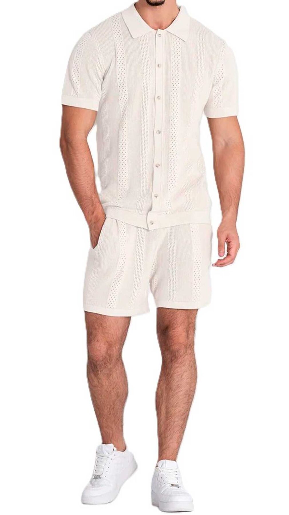 Pantalón corto de punto calado de algodón