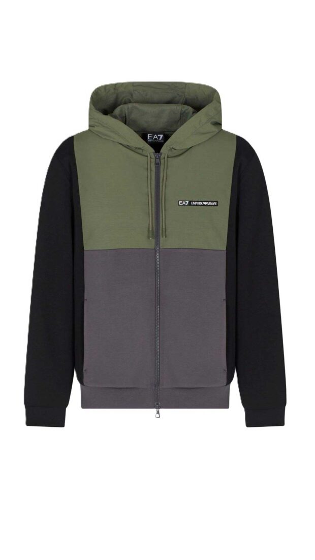 Sudadera con capucha y cremallera de corte regular EA7 Emporio Armani