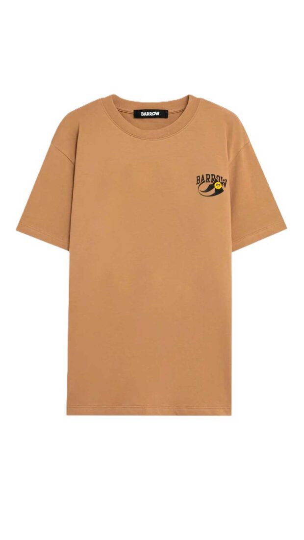 Camiseta Barrow color blanco camel regular con logotipo