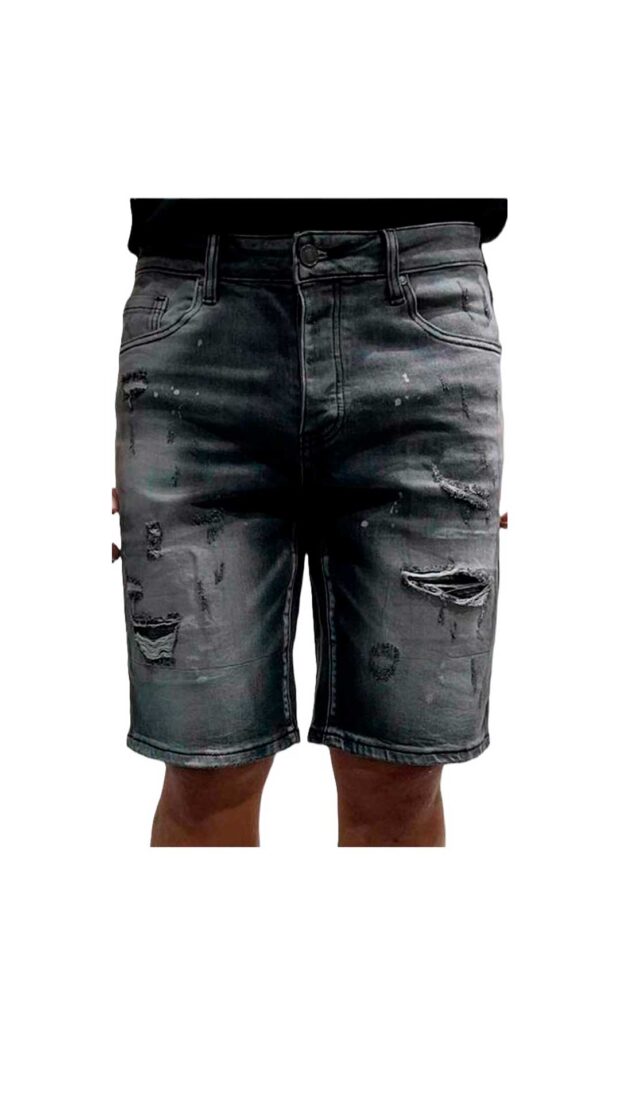 Jeans 952 cortos ajustado color negro desgastado Arthur & Co.