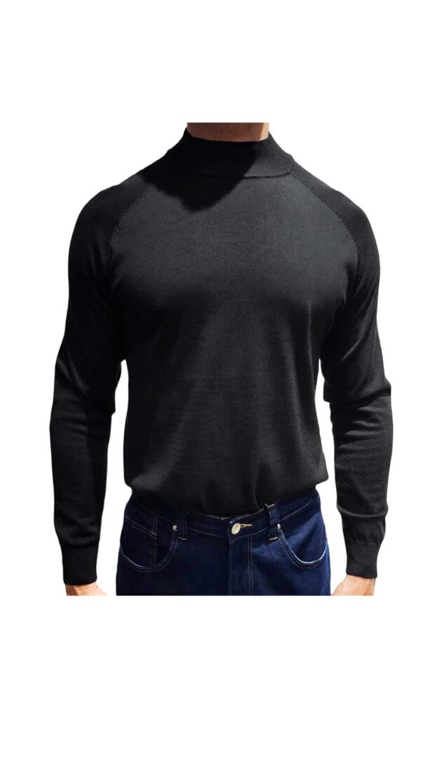 Jersey de punto ajustado cuello perkin en negro Arthur & Co.