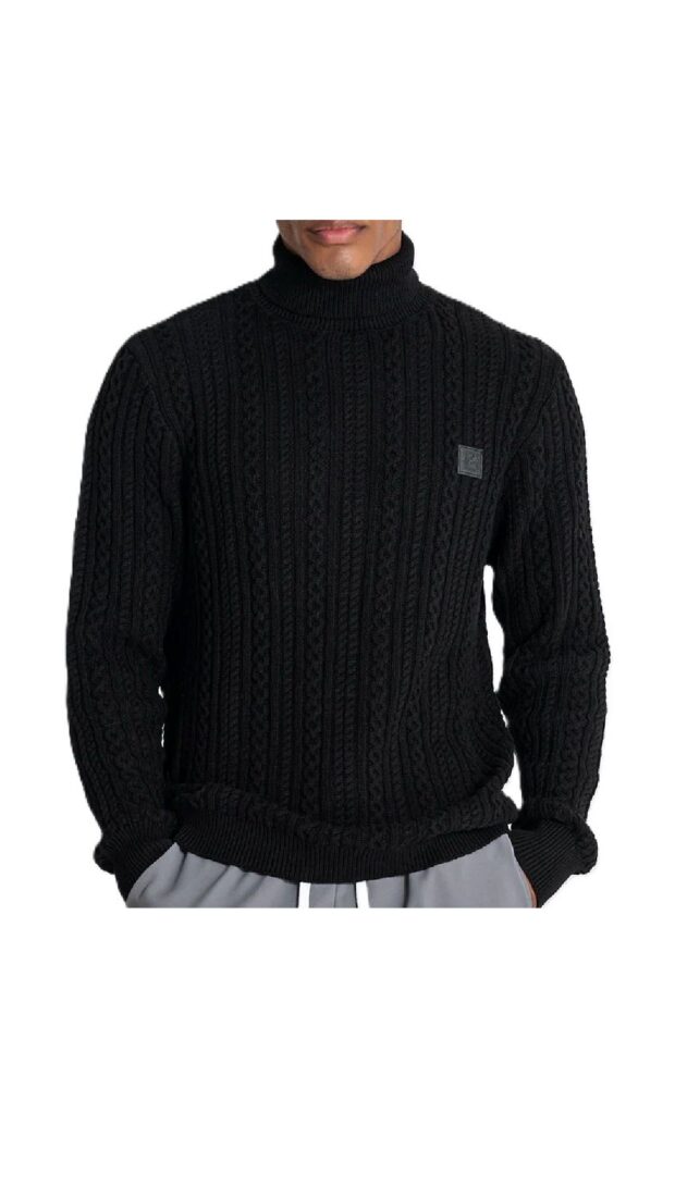 Jersey de punto trenzado cuello alto